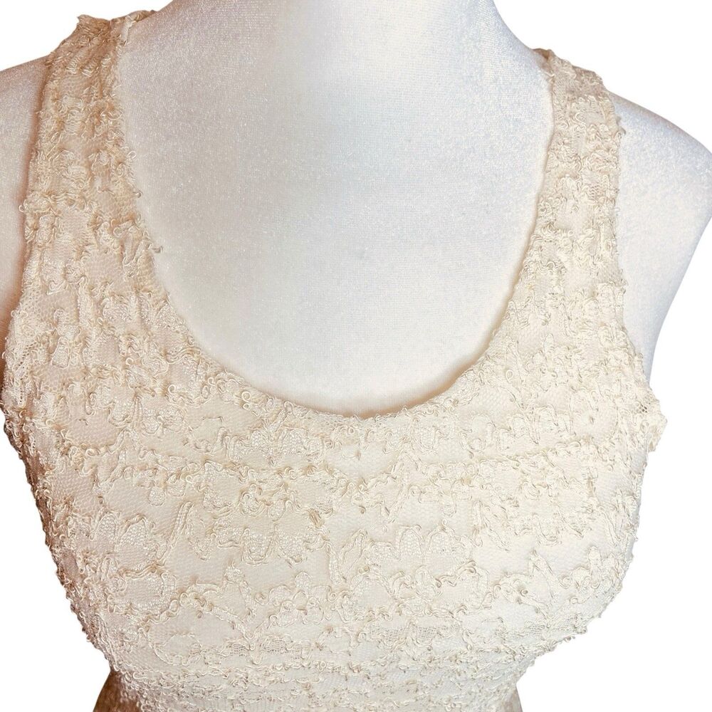 Vintage Y2K Lace Sheer Tank Top Ellen Ashley Size Small Ivory Fairy Floral